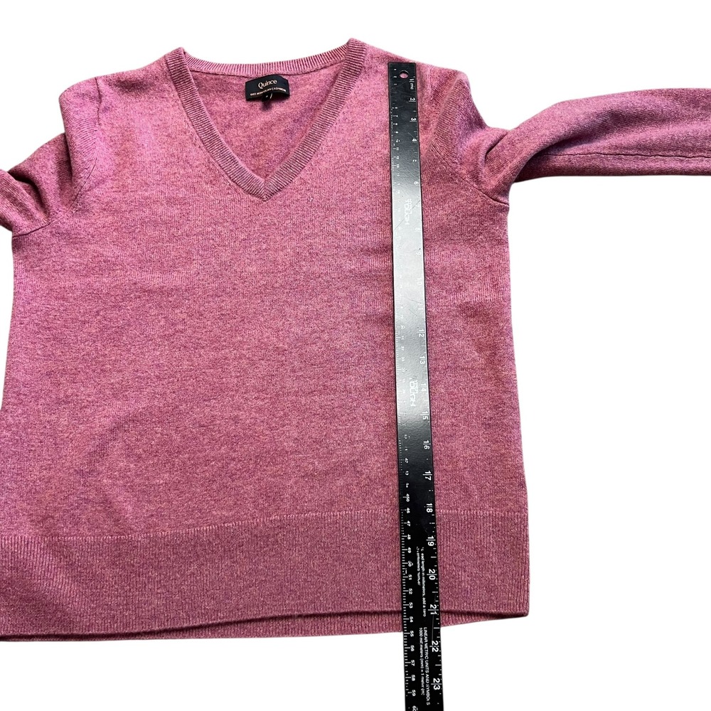 Quince Mongolian Cashmere V-Neck Sweater Magenta Pink Heather Small - Picture 7 of 9